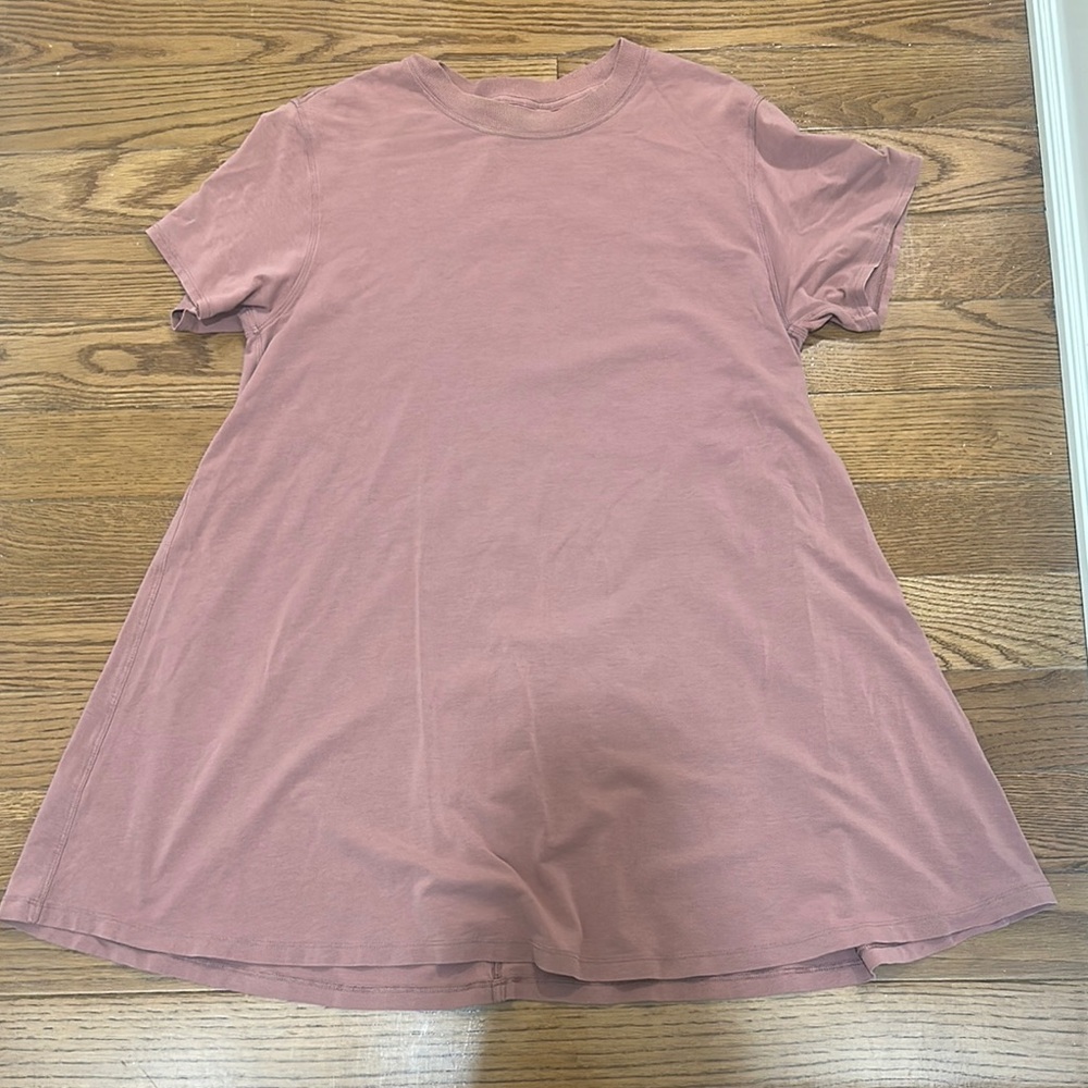Pink A-Line Casual Dress with Raglan Short Sleeves